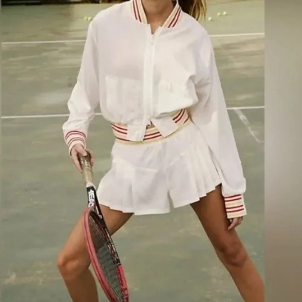2 pc Set: Free People Top Seed Tennis Jacket and Short Set - Picture 1 of 14